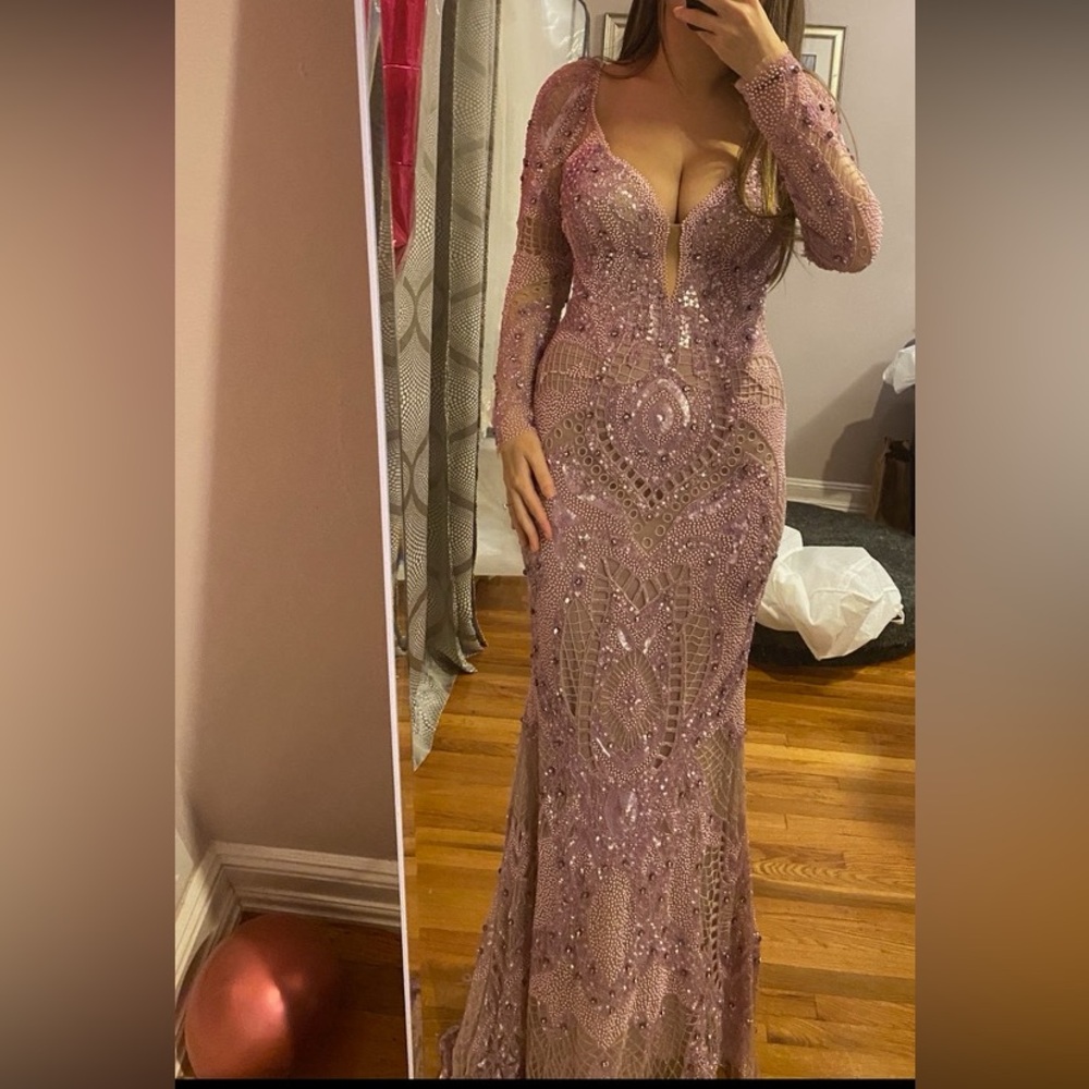 Beaded Lavender Evening gown Lilac - Picture 6 of 14